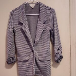 Elegant Black and White Houndstooth Blazer